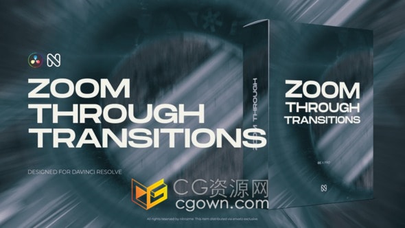 DaVinci Resolve 19版本视频转场模板Zoom Through Transitions