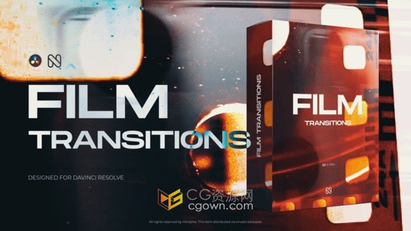 电影胶片快闪动画视频转场过渡效果-DR模板DaVinci Resolve 19