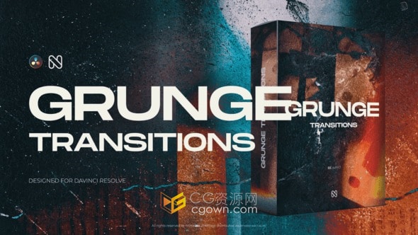 Grunge过渡效果适合粗糙复古风格破旧效果视频转场制作-DR达芬奇模板