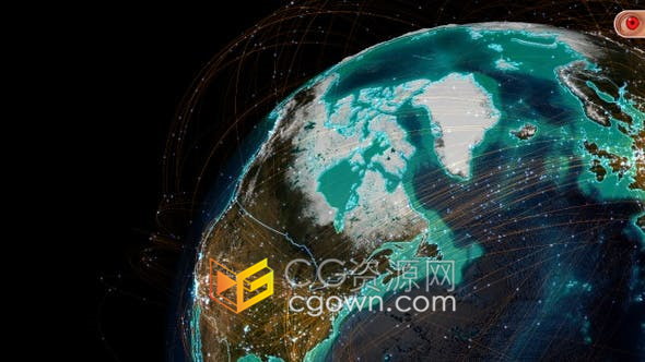 彩色地球网络表面三维动画用于通讯数据网络连接新闻包装视频素材