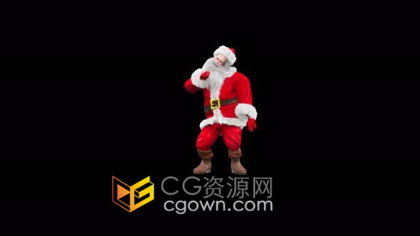 视频素材-3D可爱搞怪圣诞老人快乐跳舞带Alpha通道循环视频动画