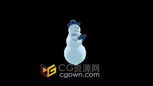 视频素材-可爱搞笑戴着蓝帽蓝手套的雪人跳舞动画