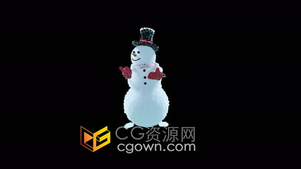 视频素材-4K滑稽可爱卡通雪人跳舞动画免费下载