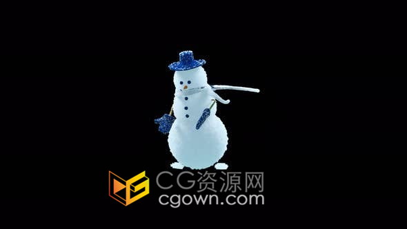 视频素材-3D卡通酷酷雪人跳舞动画带Alpha通道循环视频