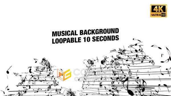 线条音符山飞过音乐符号舞台背景投影Vj视频素材