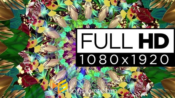 视频素材-五彩装饰背景万花筒圆形旋转美丽动画效果