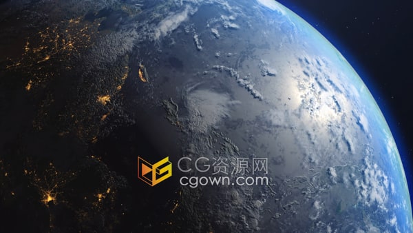 旋转地球特写昼夜交替场景4K分辨率视频素材