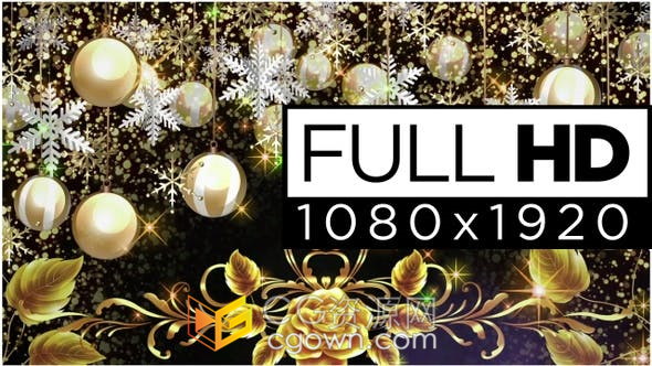 视频素材-金球摇曳闪亮金色粒子动画奢华圣诞装饰背景