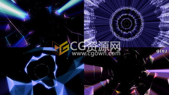 Vj素材9组Plexus点线粒子穿梭视觉背景视频素材