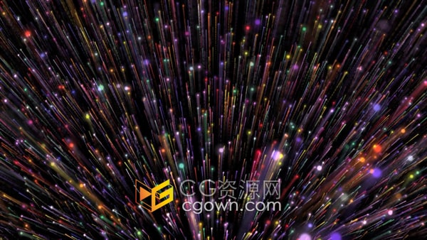 发光粒子像烟花向上喷射五颜六色光迹无缝循环背景视频素材