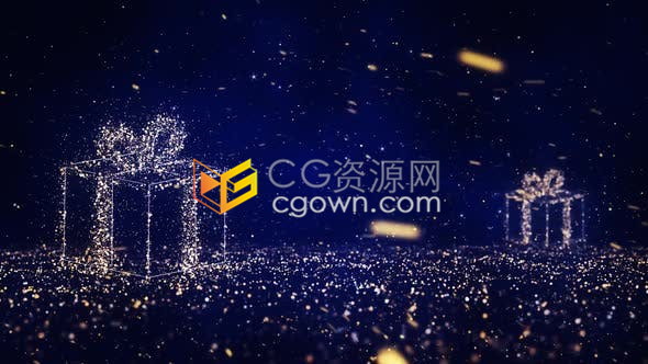 闪闪发光神奇粒子雪花礼盒元素动画背景视频素材免费下载