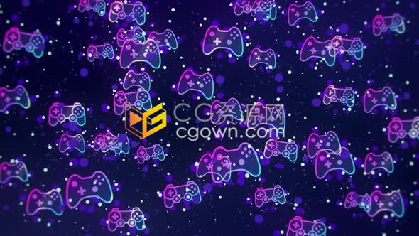 冷酷高贵紫罗兰色漂浮游戏手柄电子游戏背景4K视频素材免费下载