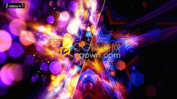 视频素材-星星发光梦幻彩色耀斑特效vj循环可用于迪斯科舞台倒数背景