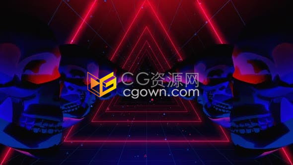 视频素材-骷髅头骨形象翻转舞台夜店表演灯光背景vj循环