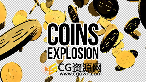 3D金币爆炸弹射出效果游戏硬币奖金胜利效果视频素材下载