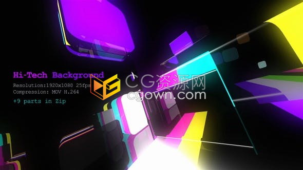 视频素材-多彩led灯光效果DJ夜总会电子高科技vj循环背景