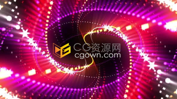 VJ视频素材-动感炫彩音乐会派对舞台背景抽象明亮霓虹灯线条旋转动画