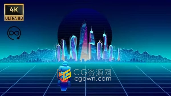 4K分辨率复古城市摩托车驾驶VJ视频素材下载