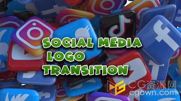社交媒体三维标志图标过渡动画视频素材免费下载