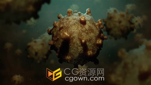 带Alpha通道冠状病毒显微镜下3D病毒细胞动画医学医疗素材