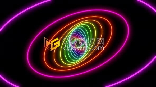4K椭圆螺旋形彩色霓虹灯隧道视频素材用于音乐视频游戏移动应用背景