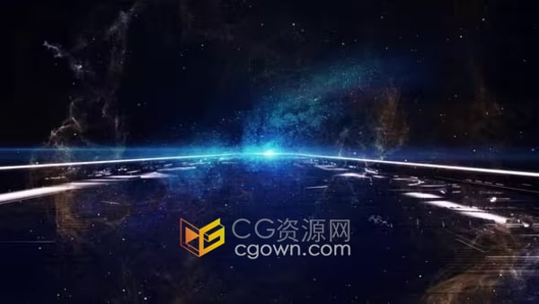 星云态桥状结构云层空间反射地面粒子闪耀光芒背景视频素材