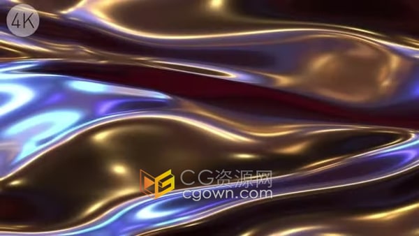 金蓝色波浪背景反射动画视频素材4K分辨率