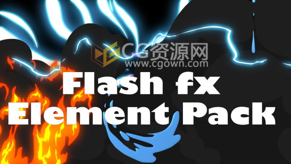水流火焰烟雾闪光手绘元素MG动画AE模板+Alpha通道视频素材