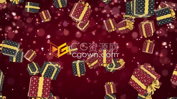 下降的礼物盒背景循环节日庆祝活动包装礼盒视频素材