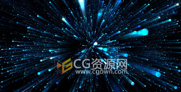 VJ素材蓝色粒子线条闪烁空间扩散冲击视频素材下载