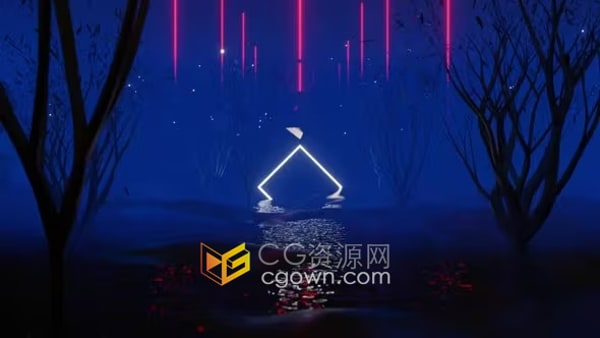 夏时夜幻想树森林田野全高清背景视频素材下载