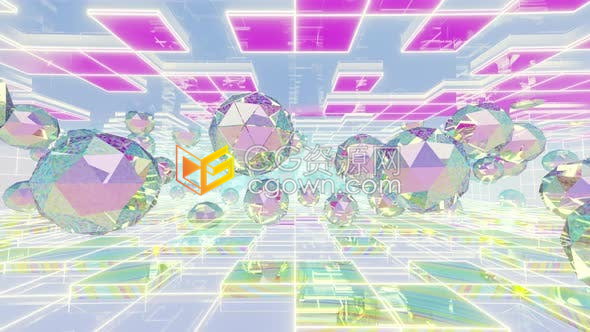 全息几何场景现代多彩抽象幻想空间创意背景视频素材