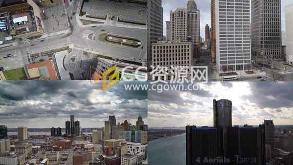 4组镜头实拍城市商业街俯拍交通办公楼视频素材下载