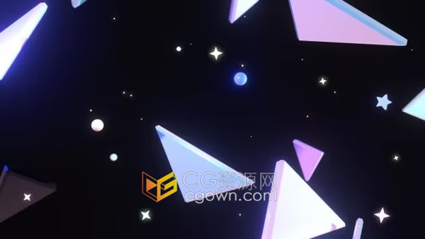 环状光泽三角形和星星飞舞动画舞台LED背景视频素材
