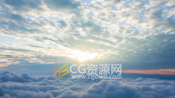 高天空云层升起太阳地平线风景实拍视频素材下载