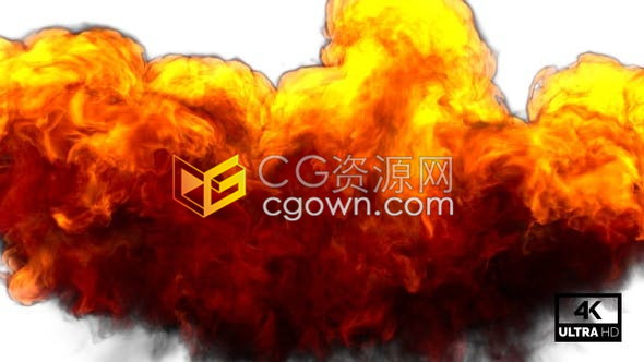 视频素材-4K带Alpha通道巨大的爆炸火焰火流烟雾特效元素