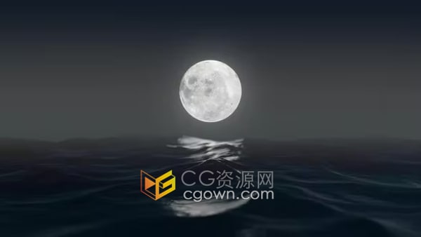 海洋与月亮晚上风景视频素材4K分辨率