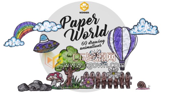 超过60组绘图剪纸卡通涂鸦艺术动画视频素材元素下载