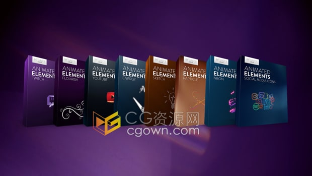 Animated Elements Bundle 6K & 4K视频素材卡通元素霓虹灯发光线条图形动画