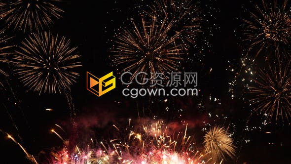 4K五彩斑斓空中绽放美丽烟花绚烂礼花闪烁视频素材免费下载