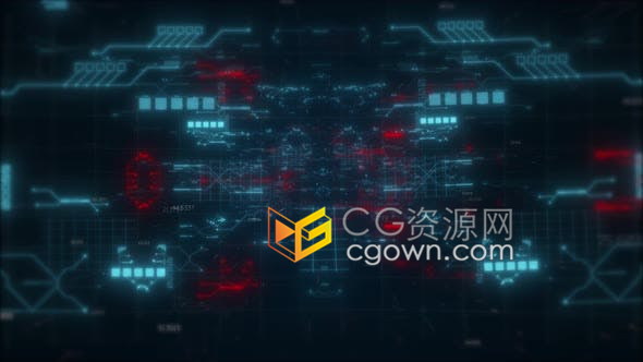 4k抽象HUD和UI背景用于数字网络高科技信息宣传界面-视频素材