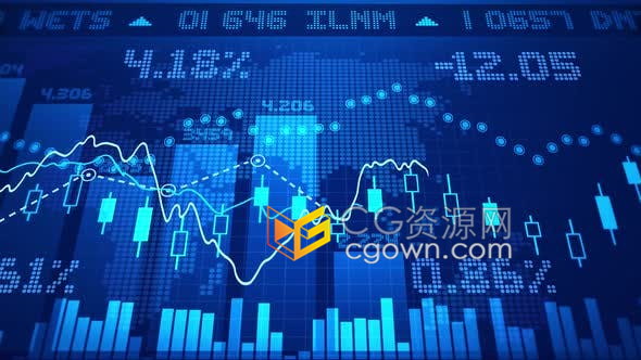 数字证券交易所财务数据图业务数据分析图表背景视频素材