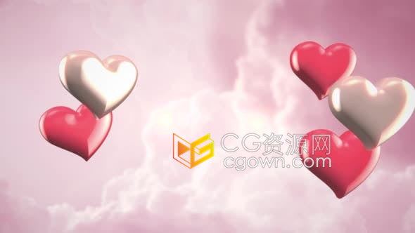 视频素材-温馨浪漫心型动画背景适用于情人节活动装饰婚庆动态海报