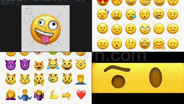 102个有趣的社交媒体动画表情包带Alpha透明通道附加AE工程文件下载