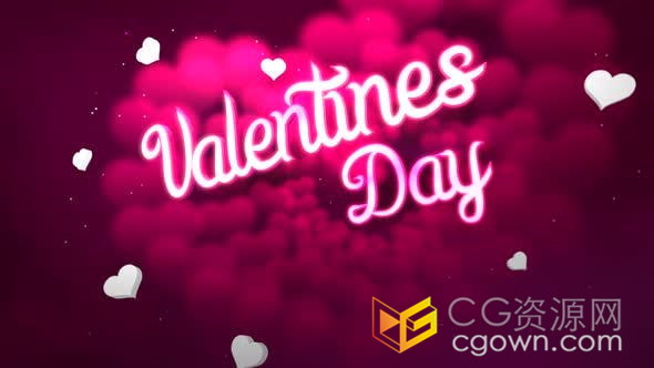 动画特写情人节文字动态海报浪漫爱心背景视频素材