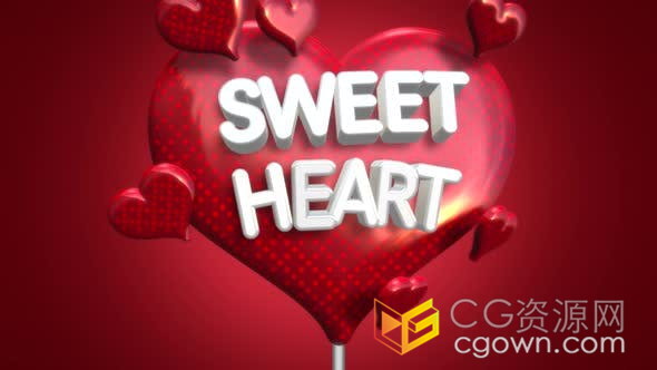视频素材-简单红色心型动画文本浪漫情人节动态海报背景