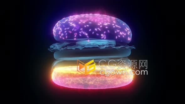 超炫酷的汉堡Hud全息图3d动画视频素材免费下载