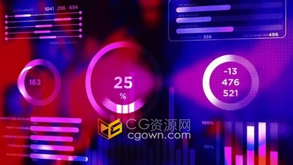 公司数据信息图表条形图动画背景视频素材