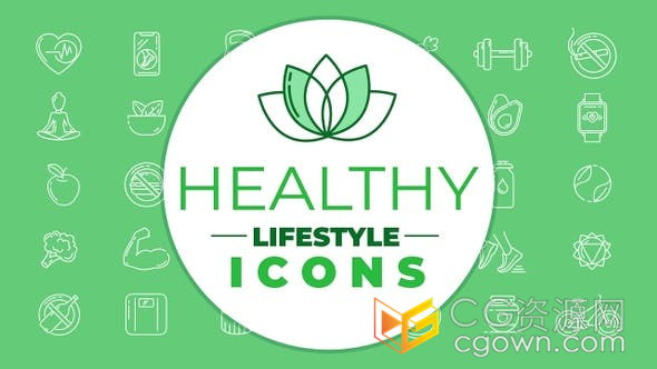 瑜伽健身体育运动健康的生活方式简约图形图标元素集合-视频素材