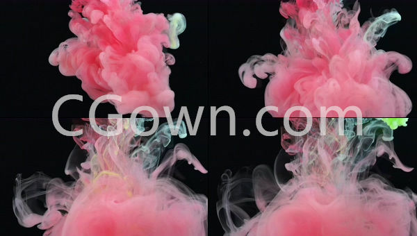 4K视频素材水墨抽象水彩烟雾下降挥散特效动画可商用